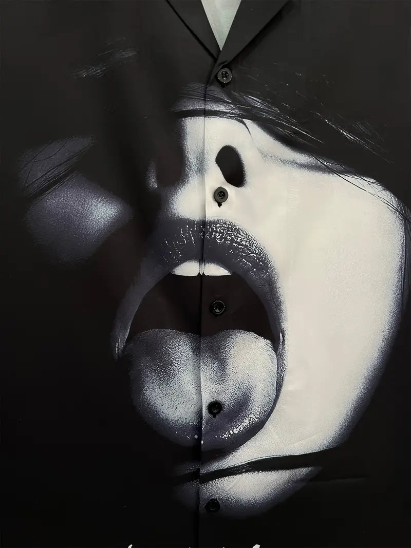 Men's Casual Dark Elements Abstract Shirt