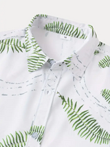 Green Leaf Printed Short Sleeve Shirt