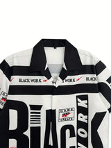 Men's Black Print  Casual Lapel Shirt