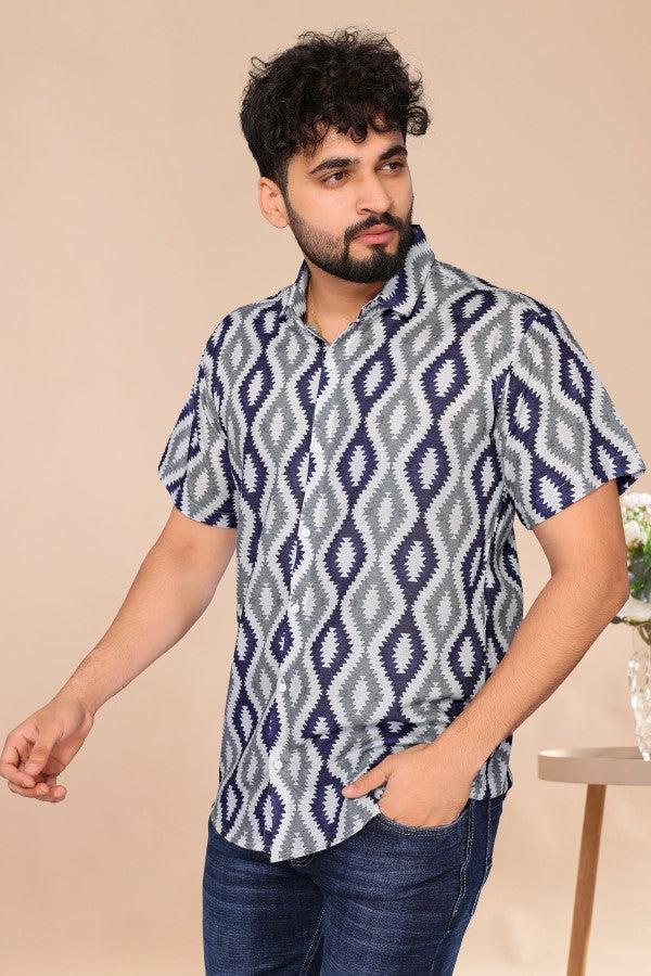 Blue Ikat Casual Printed Shirt