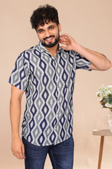 Blue Ikat Casual Printed Shirt