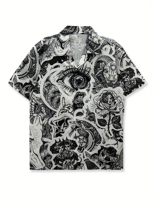 Men'S Floral Beach Retro Sketch Shirt