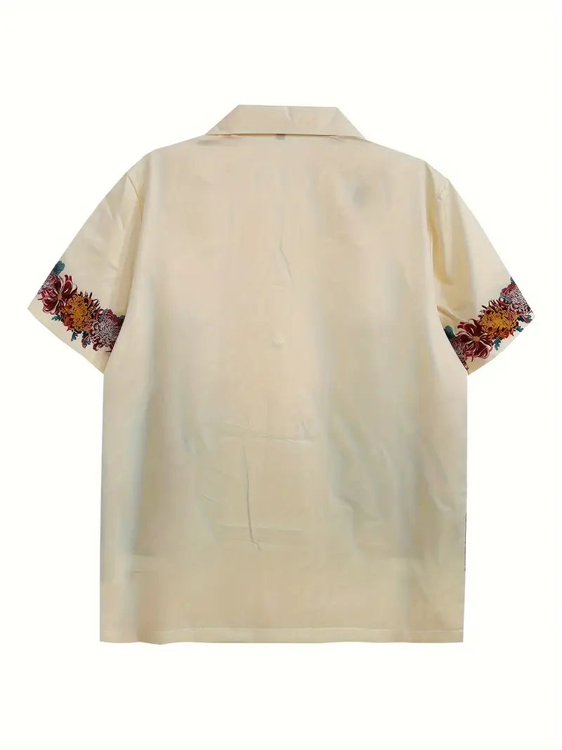 Men's Casual French Bulldog Print Button-Up Shirt