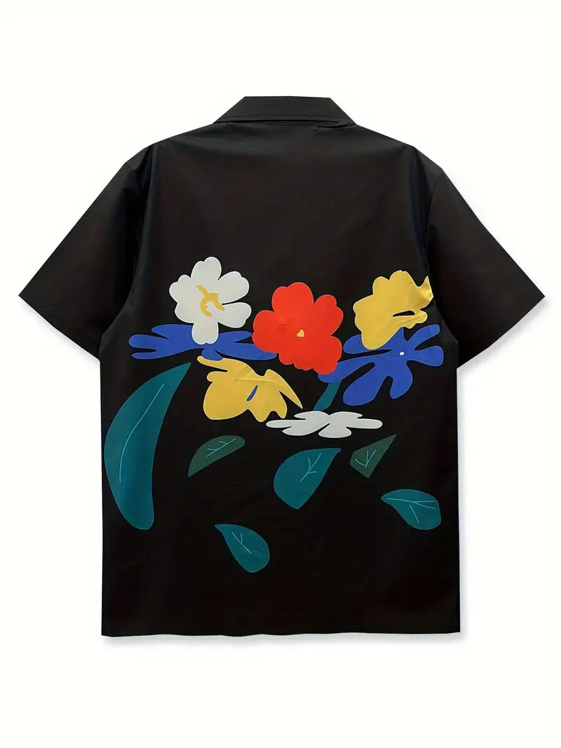 Men's Casual Bottom Plate Flower Shirt