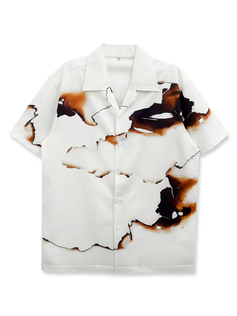 Men's Trendy Hawaiian Style Flame Print Shirt