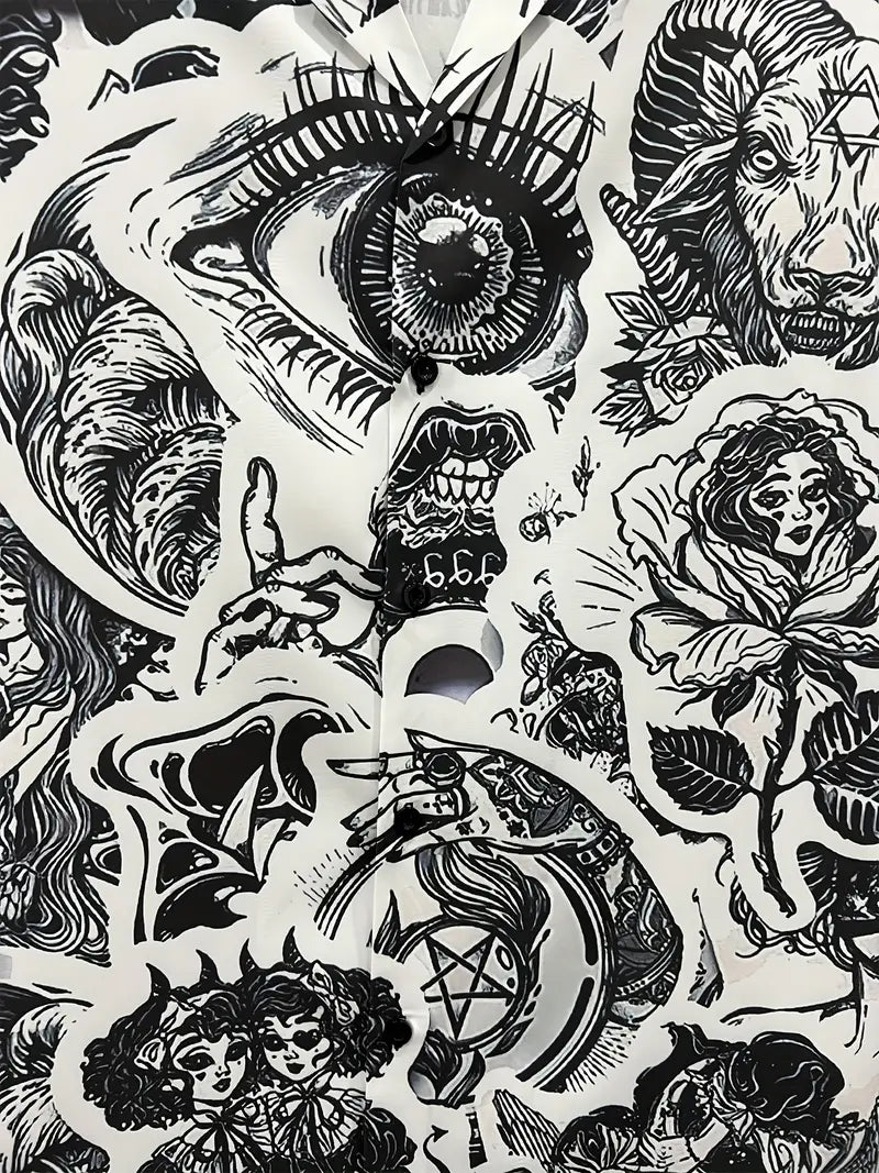 Men'S Floral Beach Retro Sketch Shirt