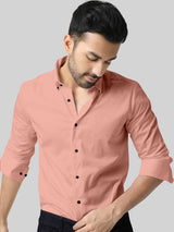 Peach Full Sleeves Lycra Plain Shirt