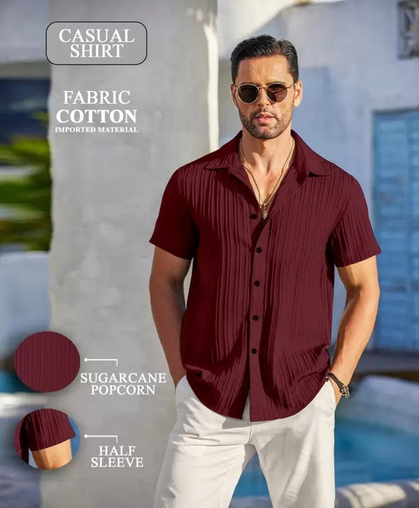 Maroon Sugarcane Popcorn Textured Shirt