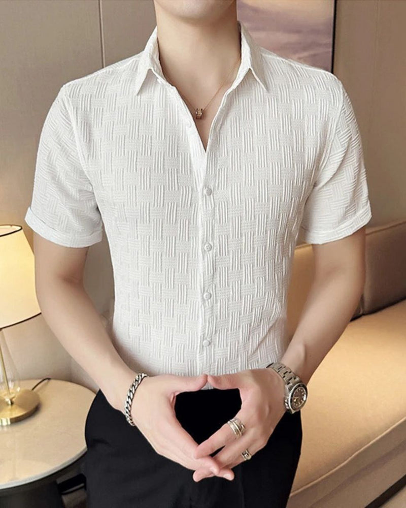 White Popcorn Textured Shirt