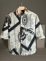 White and Black Corduroy Print Shirt