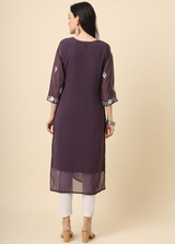 Lavender Georgette Embroidered Kurti With Heavy Inner