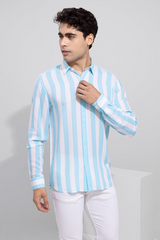 Attrayant Sky Blue Print Shirt