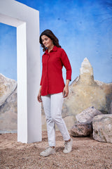 Red Long Plain Shirt