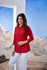 Red Long Plain Shirt