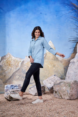 Sky Blue Long Plain Shirt