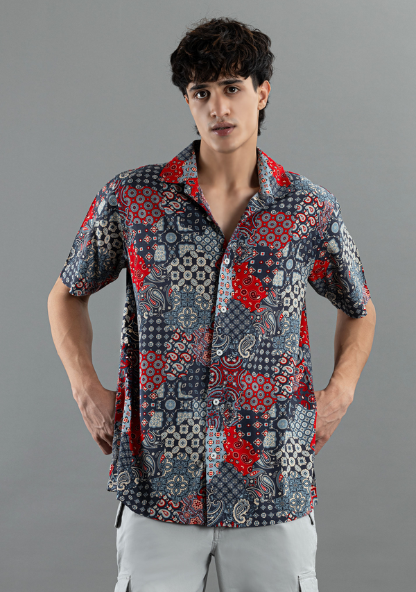 Multi-Pattern Print Shirt