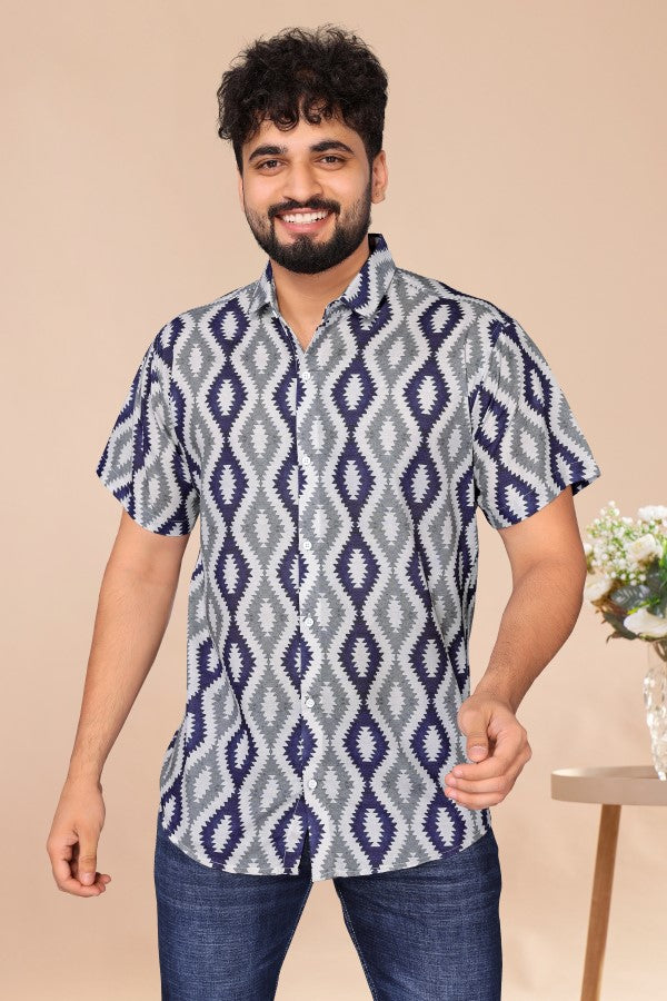 Blue Ikat Casual Printed Shirt