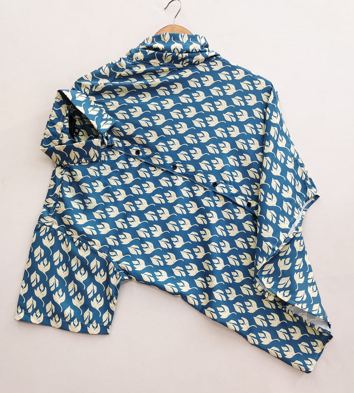 Blue Sanganeri Leaf Printed Shirt