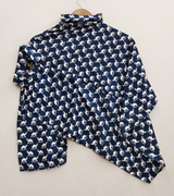 Navy Blue Sanganeri Camel Print Shirt