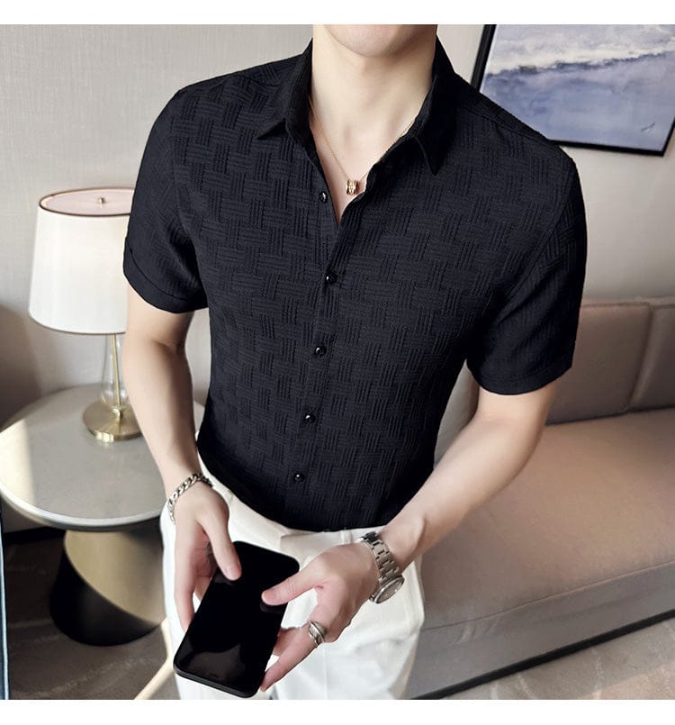 Black Popcorn Textured Shirt