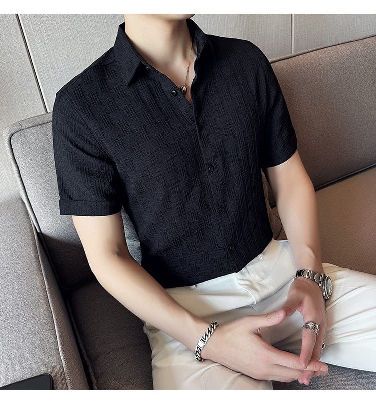 Black Popcorn Textured Shirt