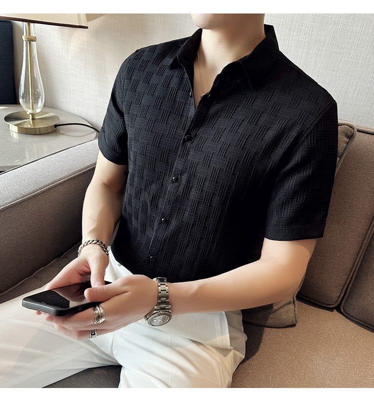 Black Popcorn Textured Shirt