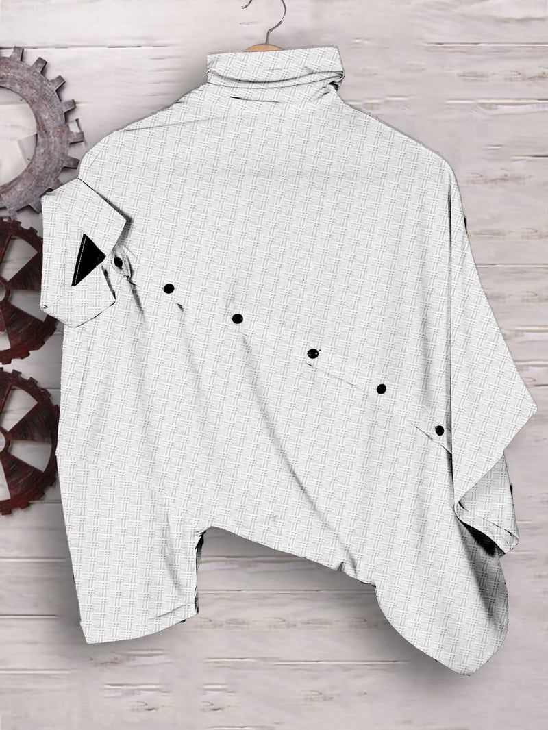 White Check Popcorn Textured Shirt