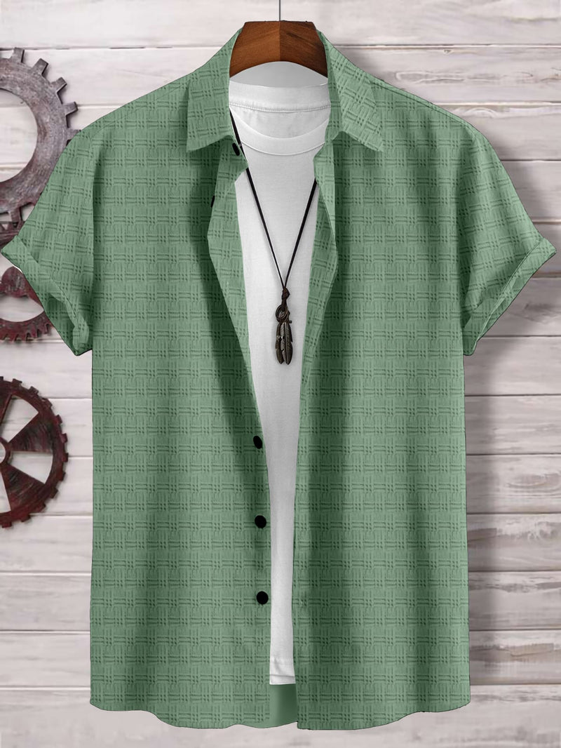 Green Check Popcorn Textured Shirt