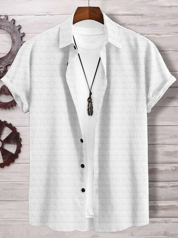 White Check Popcorn Textured Shirt