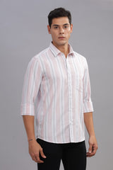 Pink Imported Popcorn Textured Full Sleeve Printed Shirt