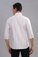 Pink Imported Popcorn Textured Full Sleeve Printed Shirt