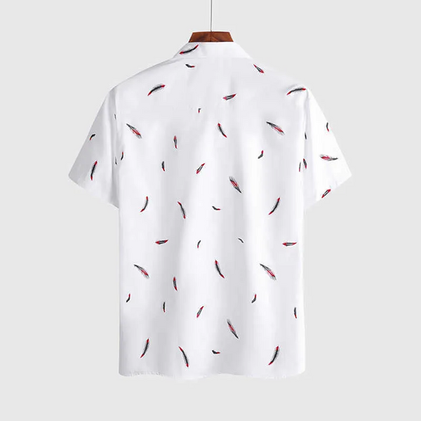 Feather Print Short Sleeve Shirt