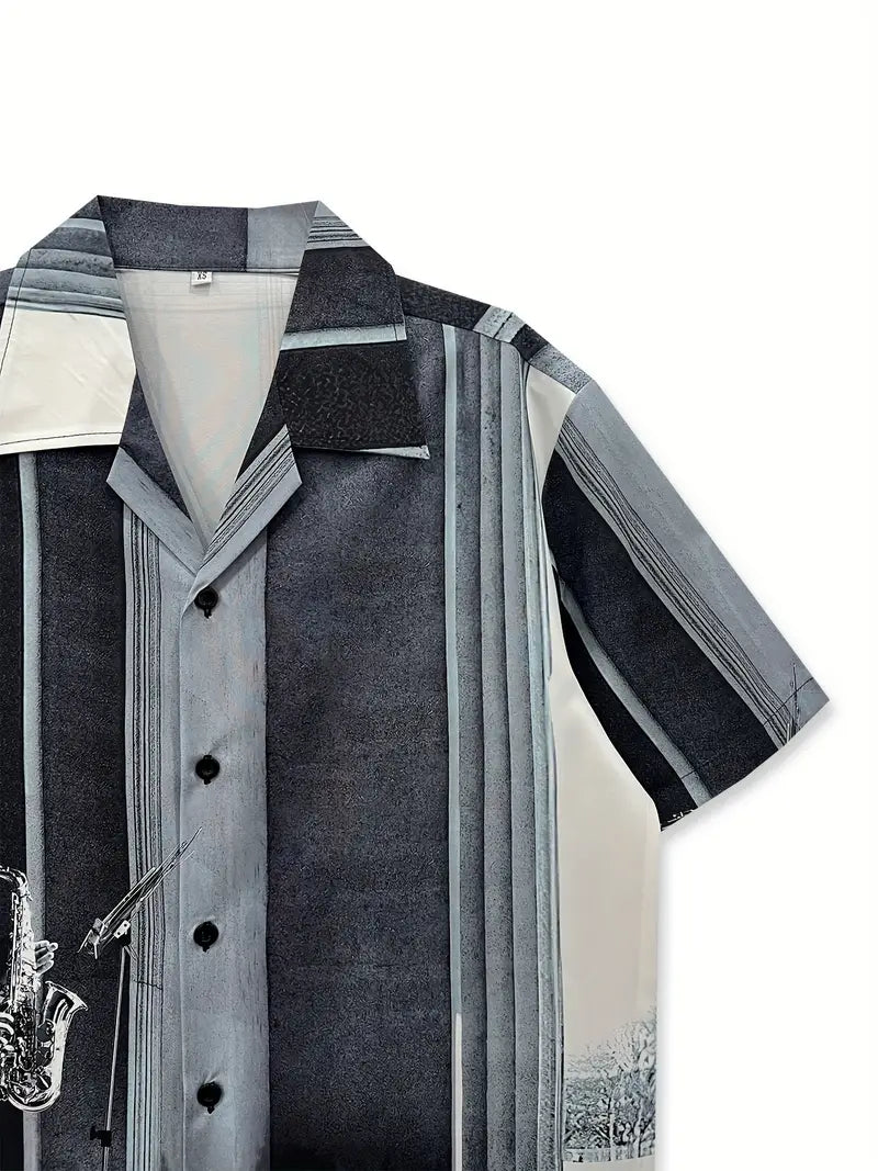 Men's Casual Saxophone Oil Painting Print