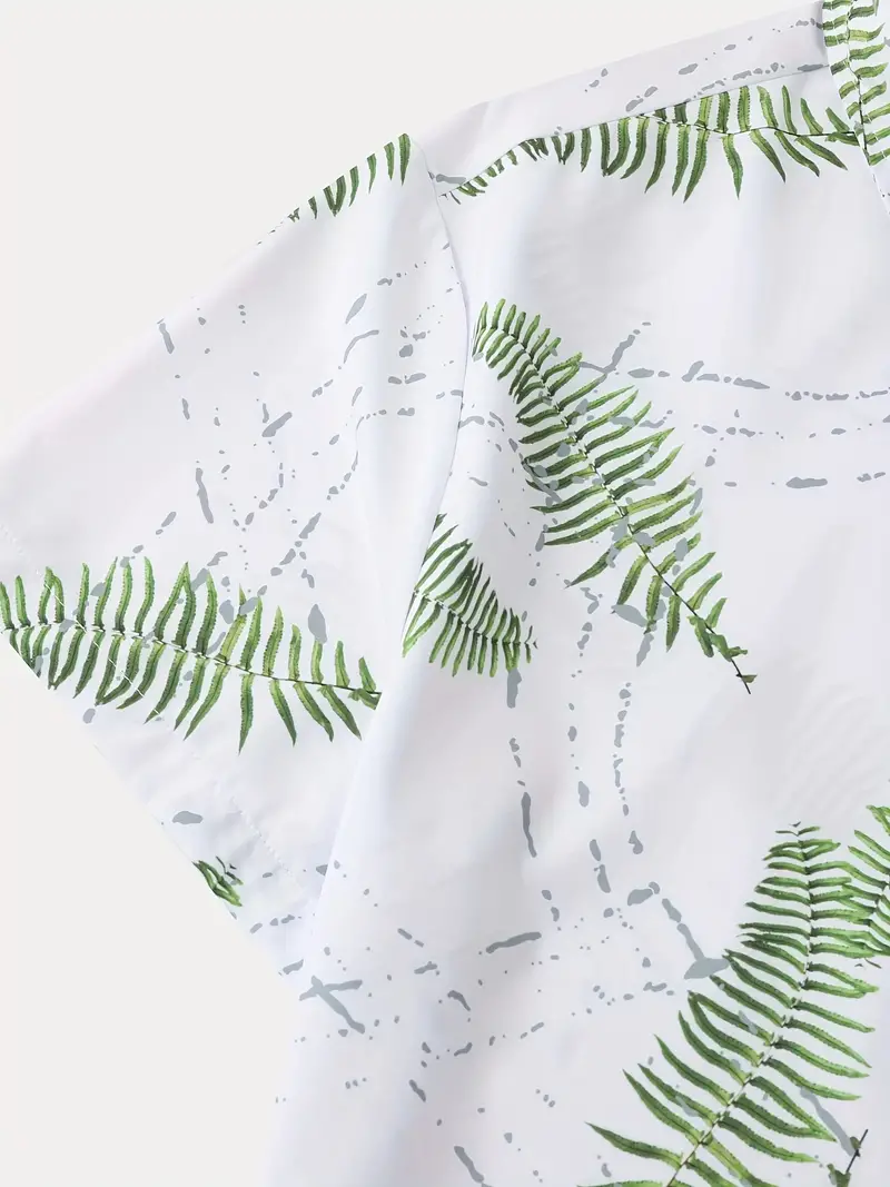 Green Leaf Printed Short Sleeve Shirt