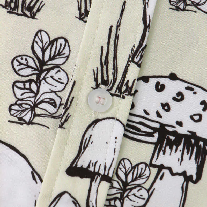 Mushroom Printed Short Sleeve Shirt