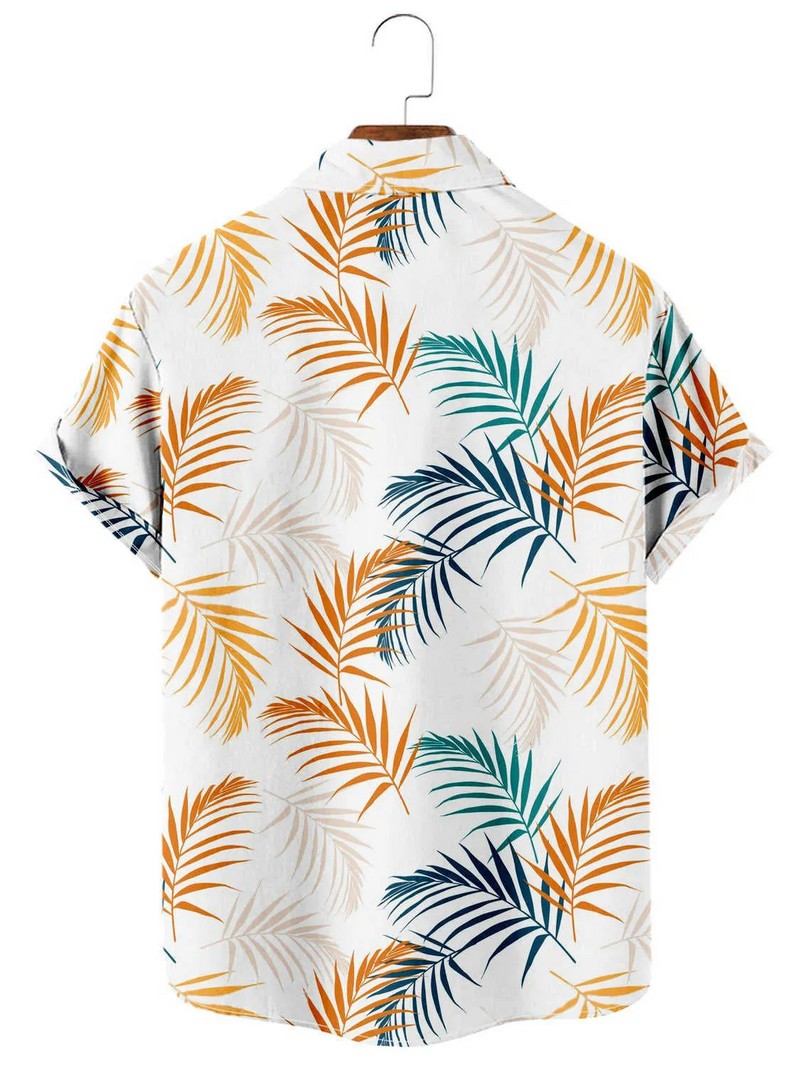 Leaf Print Short Sleeve Shirt