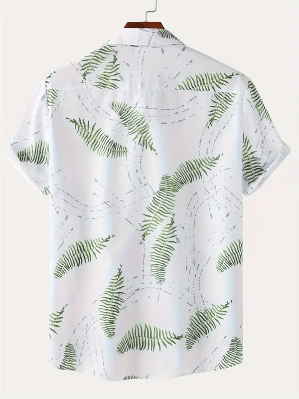 Green Leaf Printed Short Sleeve Shirt