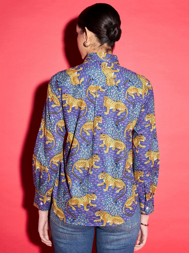 Blue Leopard Print Shirt