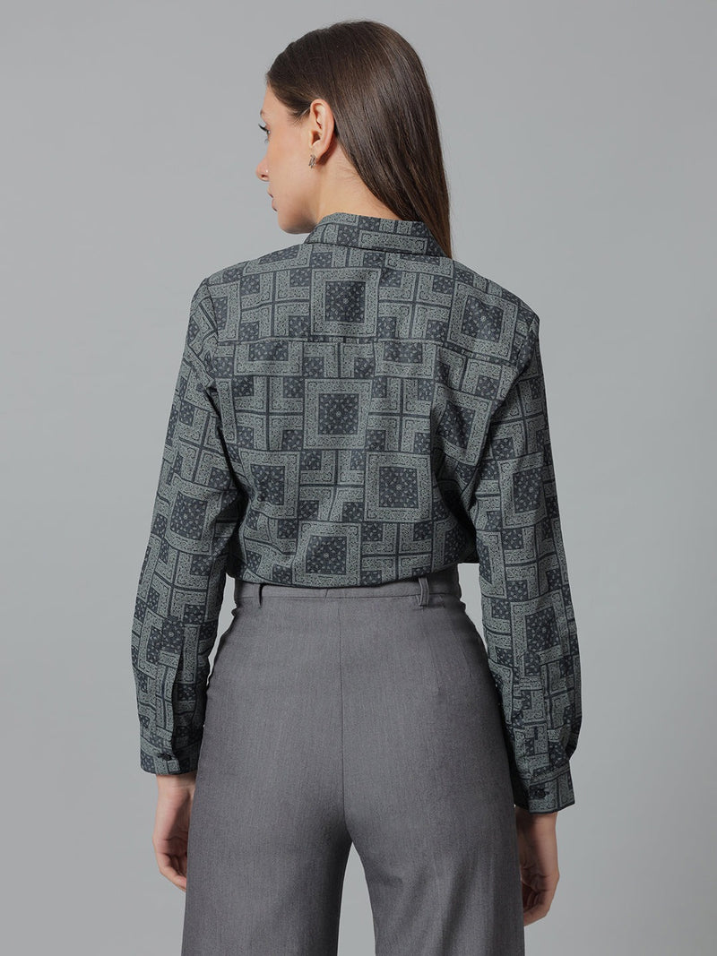 Slate Grey Geometric Print Shirt