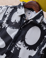 Black and White Corduroy Print Shirt