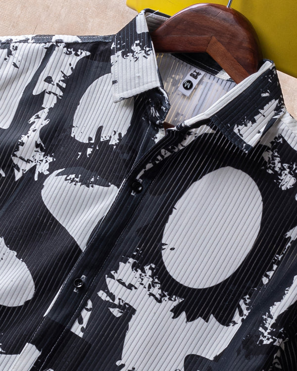 Black and White Corduroy Print Shirt