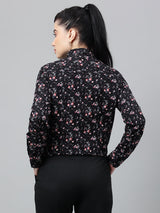 Black Floral Print Long Sleeve Shirt