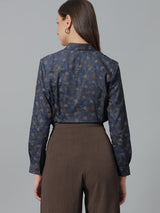 Midnight Blue Floral Print Shirt