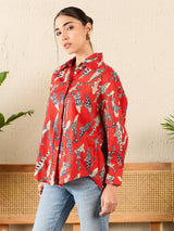 Tribal Print Red Cotton Shirt