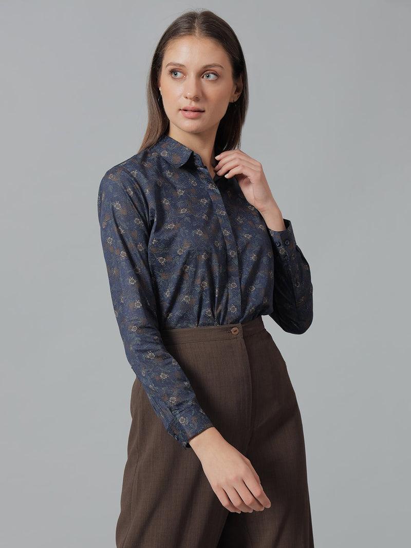 Midnight Blue Floral Print Shirt