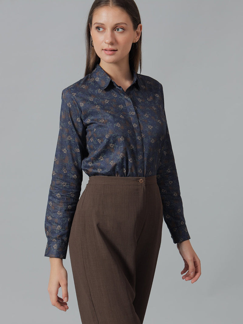 Midnight Blue Floral Print Shirt