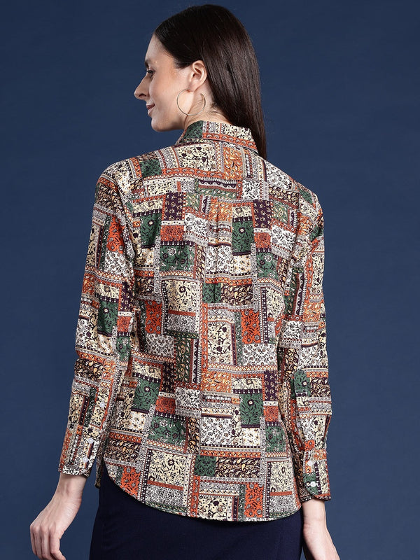 Multicolor Patchwork Printed Casual Shirt