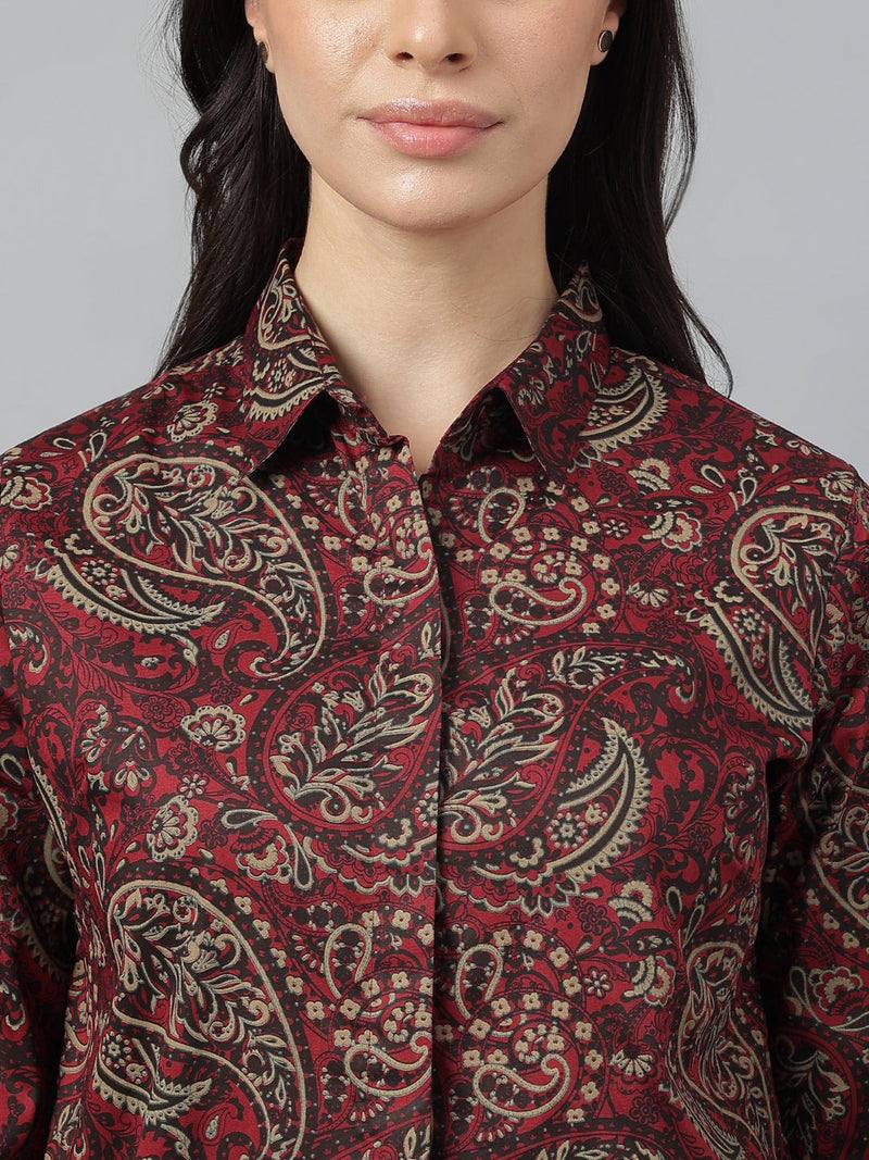 Regal Maroon Paisley Shirt