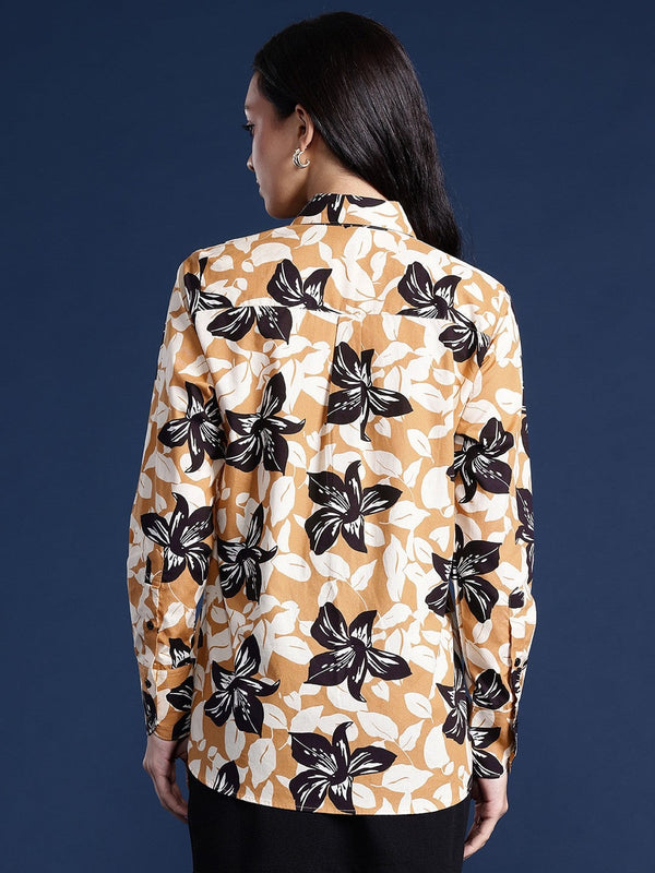 Mustard & Black Floral Printed Shirt