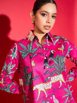 Magenta Safari Print Shirt